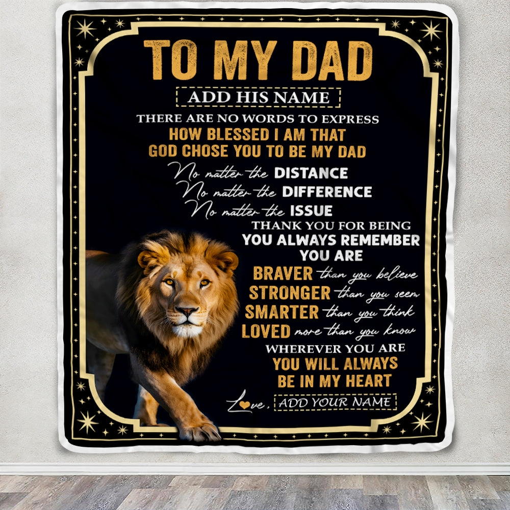 Personalized To My Dad Gifts For Birthday From Daughter Son Inspirational Lion Gifts For Dad Blanket Birthday Idea Father's Day Custom Fleece Throw Blanket | teecentury