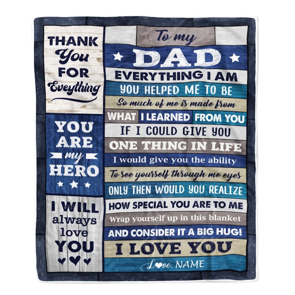 Personalized To My Dad Gifts From Daughter Son Wood Blanket Birthday Gift For Dad Who Wants Nothing Best Dad Fathers Day Christmas Customized Fleece Blanket | teecentury