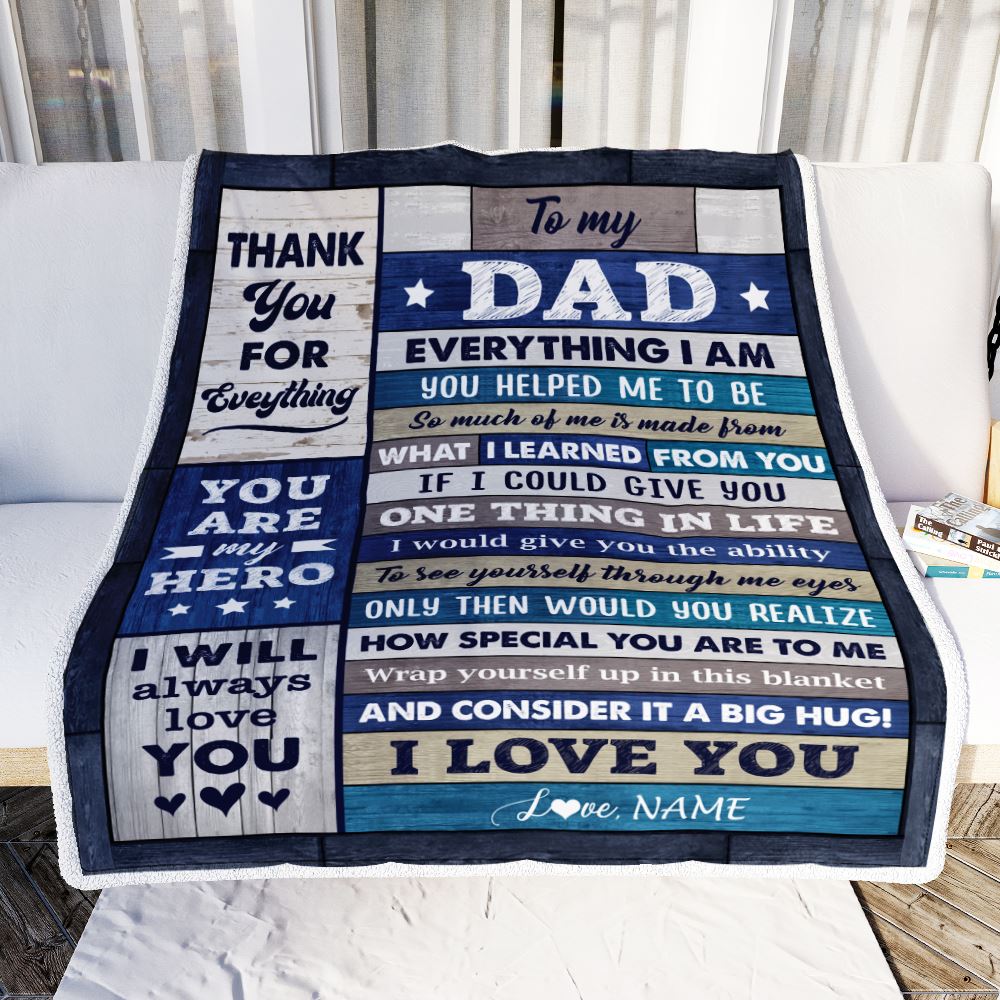 Personalized To My Dad Gifts From Daughter Son Wood Blanket Birthday Gift For Dad Who Wants Nothing Best Dad Fathers Day Christmas Customized Fleece Blanket | teecentury
