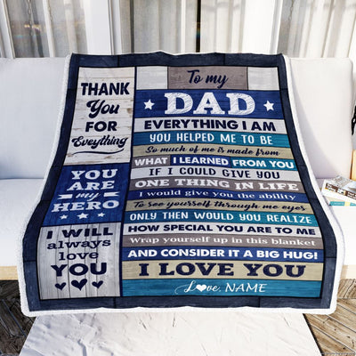 Personalized To My Dad Gifts From Daughter Son Wood Blanket Birthday Gift For Dad Who Wants Nothing Best Dad Fathers Day Christmas Customized Fleece Blanket | teecentury