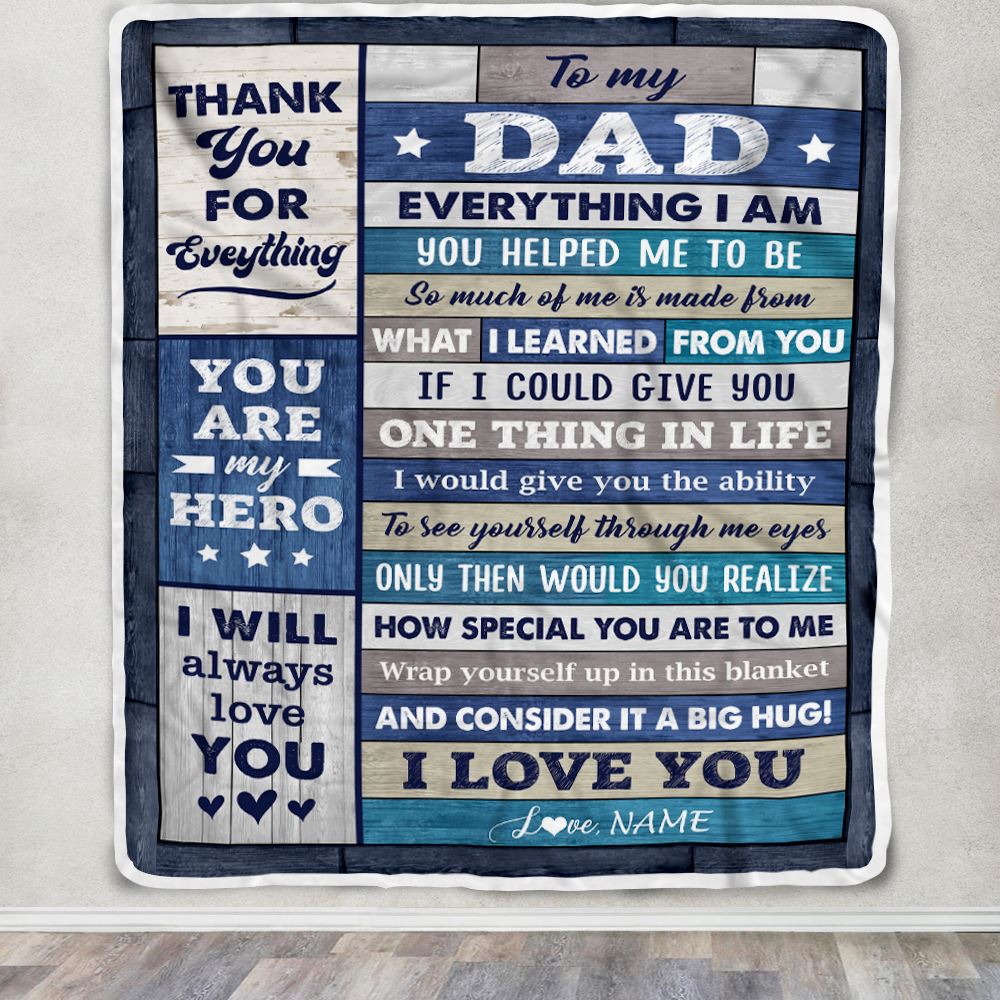 Personalized To My Dad Gifts From Daughter Son Wood Blanket Birthday Gift For Dad Who Wants Nothing Best Dad Fathers Day Christmas Customized Fleece Blanket | teecentury