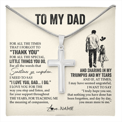 Stainless Cross Necklace Stainless Steel | 1 | Personalized To My Dad Necklace From Daughter For All The Times That I Forgot To Thank You Dad Birthday Fathers Day Christmas Customized Gift Box Message Card | teecentury