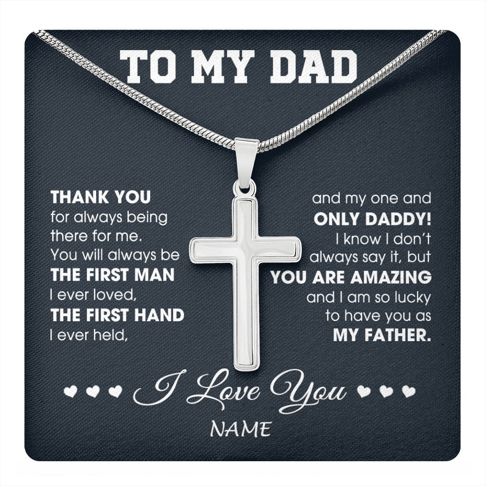 Stainless Cross Necklace Stainless Steel | 1 | Personalized To My Dad Necklace From Daughter Son I Love You Dad Birthday Father Day Graduation Christmas Customized Gift Box Message Card | teecentury.myshopify
