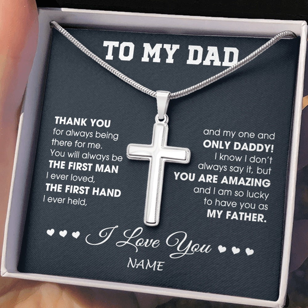 Stainless Cross Necklace Stainless Steel | 2 | Personalized To My Dad Necklace From Daughter Son I Love You Dad Birthday Father Day Graduation Christmas Customized Gift Box Message Card | teecentury.myshopify