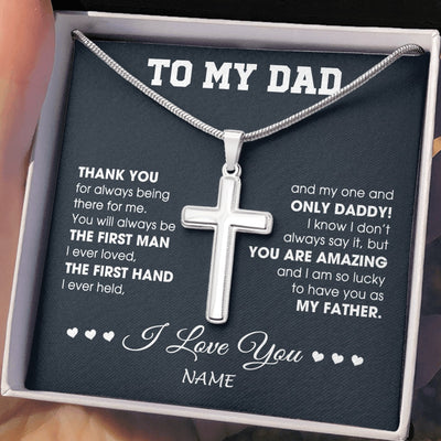 Stainless Cross Necklace Stainless Steel | 2 | Personalized To My Dad Necklace From Daughter Son I Love You Dad Birthday Father Day Graduation Christmas Customized Gift Box Message Card | teecentury.myshopify