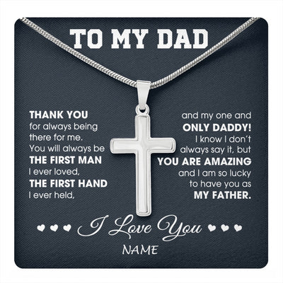 Stainless Cross Necklace Stainless Steel | 1 | Personalized To My Dad Necklace From Daughter Son I Love You Dad Birthday Father Day Graduation Christmas Customized Gift Box Message Card | teecentury.myshopify
