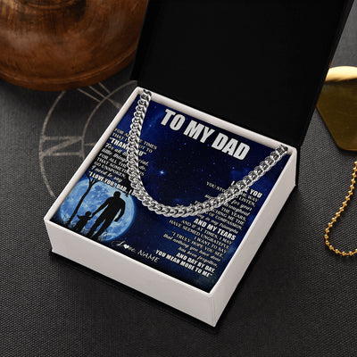 Cuban Link Chain Necklace Stainless Steel | 2 | Personalized To My Dad Necklace From Daughter Son Thank You Grateful Love Dad Birthday Fathers Day Thanksgiving Christmas Customized Gift Box Message Card | teecentury