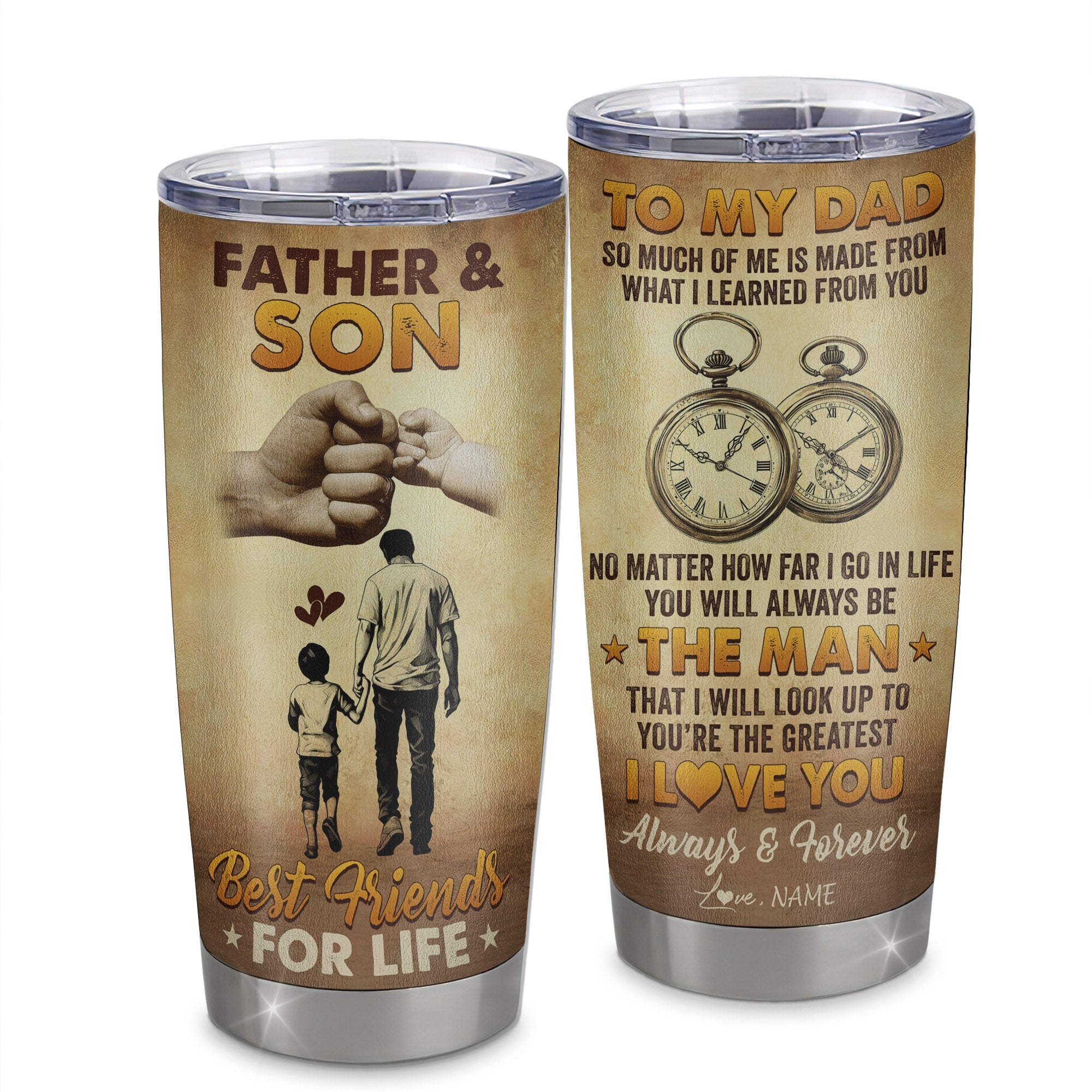 Personalized To My Dad Tumbler From Son Stainless Steel Cup Father And Son Best Friend For Life Dad Birthday Fathers Day Christmas Travel Mug | teecentury