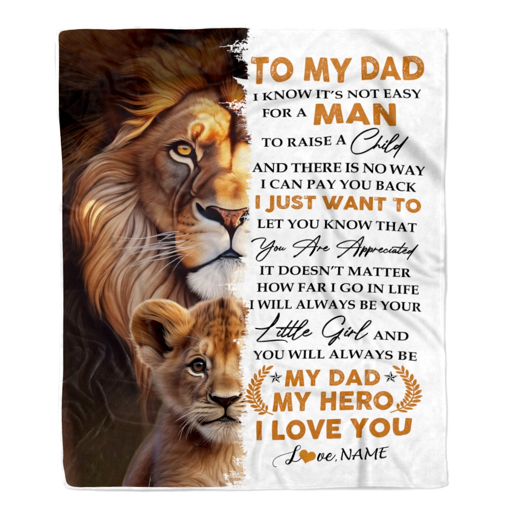 Personalized To My Dad from Daughter Blanket I Love You Dad Lion Father's Day Birthday Thanksgiving Christmas Customized Fleece Blanket Blanket | Teecentury.com