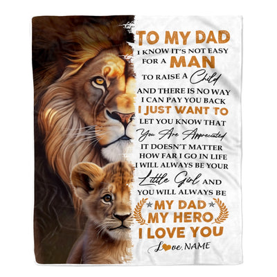 Personalized To My Dad from Daughter Blanket I Love You Dad Lion Father's Day Birthday Thanksgiving Christmas Customized Fleece Blanket Blanket | Teecentury.com