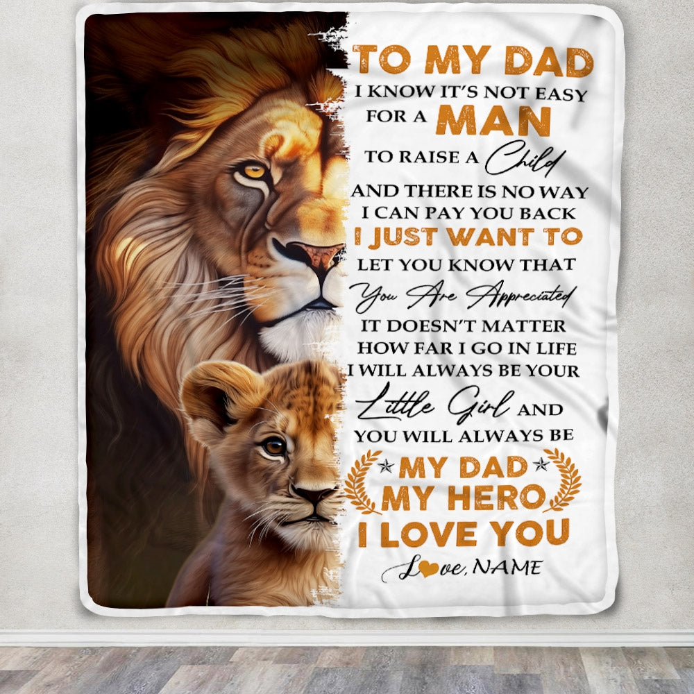 Personalized To My Dad from Daughter Blanket I Love You Dad Lion Father's Day Birthday Thanksgiving Christmas Customized Fleece Blanket Blanket | Teecentury.com