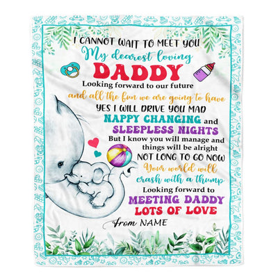 Personalized To My Daddy Blanket From Baby Name Elephant Happy Fathers Day My Dearest Loving Daddy New Father First Time Dad Customized Bed Fleece Blanket | teecentury