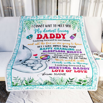 Personalized To My Daddy Blanket From Baby Name Elephant Happy Fathers Day My Dearest Loving Daddy New Father First Time Dad Customized Bed Fleece Blanket | teecentury