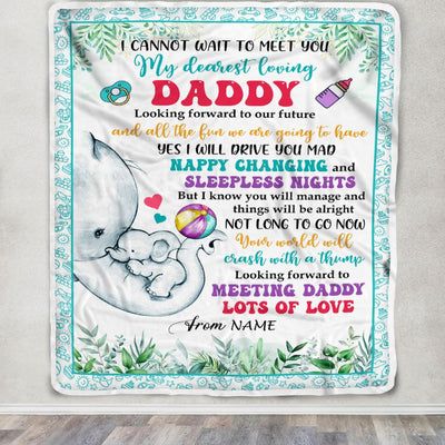 Personalized To My Daddy Blanket From Baby Name Elephant Happy Fathers Day My Dearest Loving Daddy New Father First Time Dad Customized Bed Fleece Blanket | teecentury