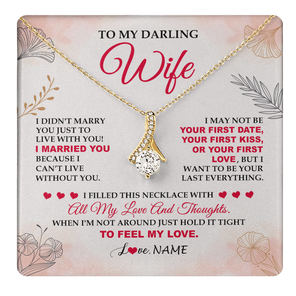 Alluring Beauty Necklace 18K Yellow Gold Finish | 1 | Personalized To My Darling Wife Necklace From Husband My Love Birthday Gifts For Wife Soulmate Wedding Anniversary Romantic Gifts For Her Gift Box Message Card | teecentury