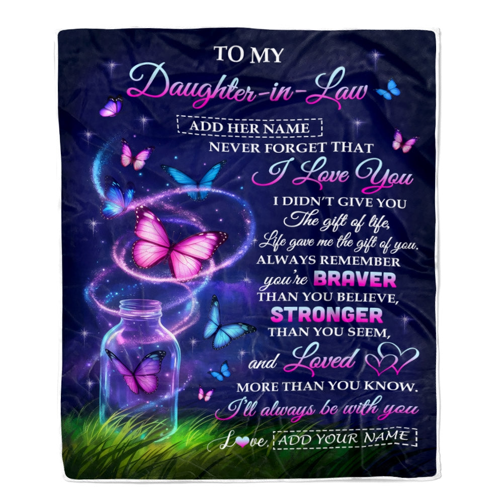 Personalized To My Daughter-in-Law Gifts From Mother-in-Law Blanket Butterfly Never Forget Birthday Presents Gifts Wedding Anniversary Christmas Fleece Blanket | teecentury