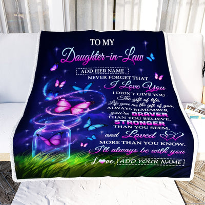 Personalized To My Daughter-in-Law Gifts From Mother-in-Law Blanket Butterfly Never Forget Birthday Presents Gifts Wedding Anniversary Christmas Fleece Blanket | teecentury
