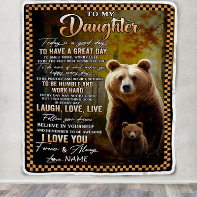 Personalized To My Daughter Bear Blanket From Mom Dad Every Day Laugh Love Live Daughter Birthday Gifts Graduation Christmas Customized Fleece Blanket | teecentury