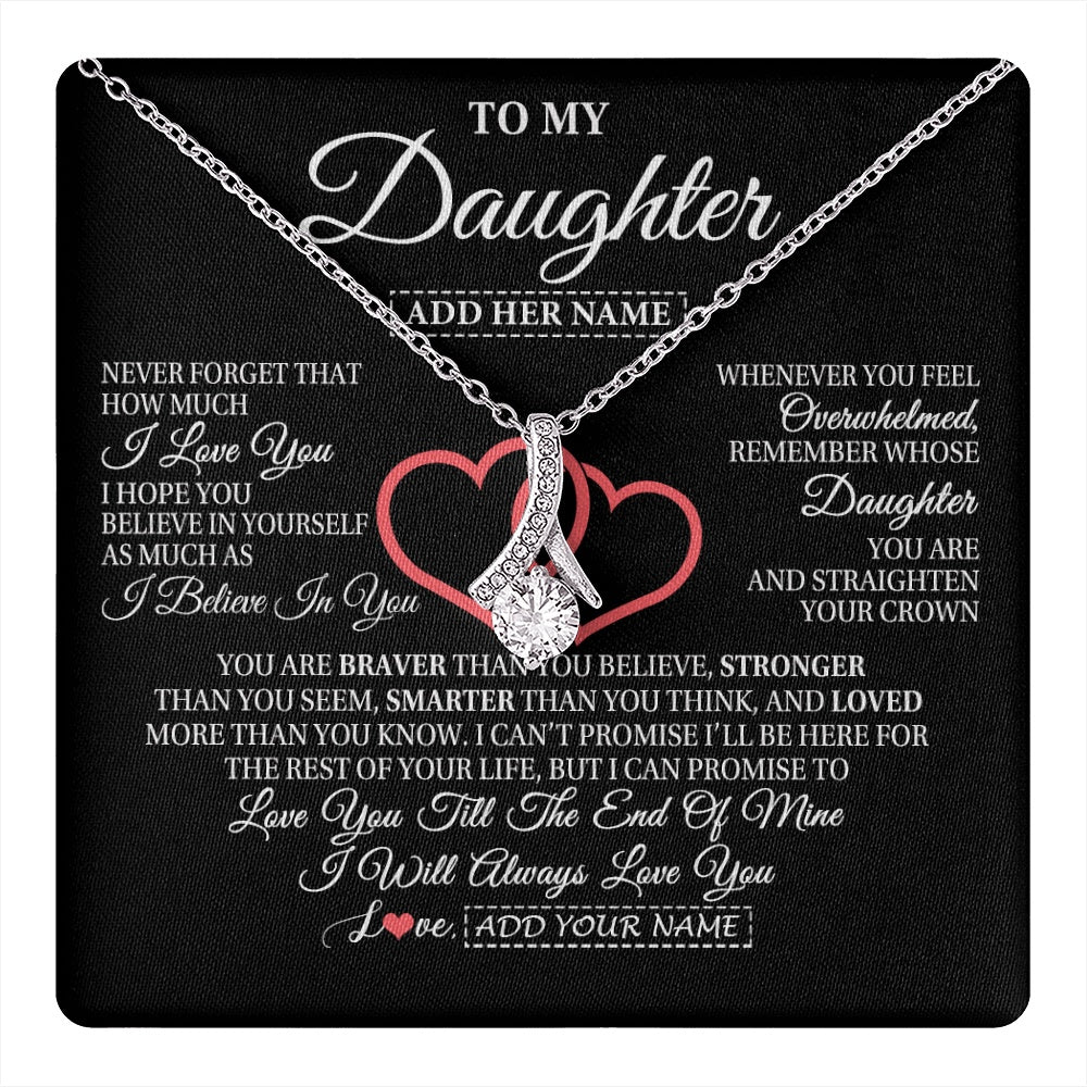 Alluring Beauty Necklace 14K White Gold Finish | 1 | Personalized To My Daughter Birthday Gifts From Mom Dad Mother Always Love You Daughter Necklace Gifts Jewelry Christmas Custom Gift Box Message Card | teecentury.myshopify