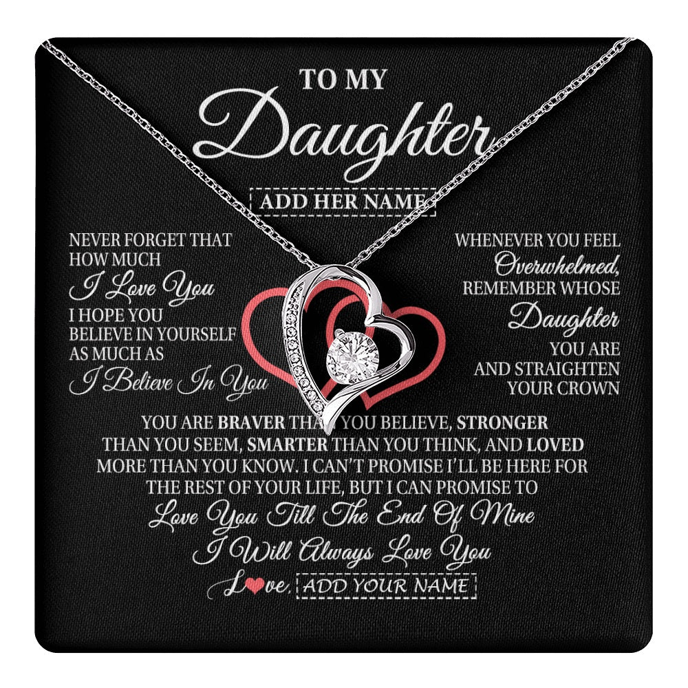 Forever Love Necklace 14K White Gold Finish | 1 | Personalized To My Daughter Birthday Gifts From Mom Dad Mother Always Love You Daughter Necklace Gifts Jewelry Christmas Custom Gift Box Message Card | teecentury.myshopify