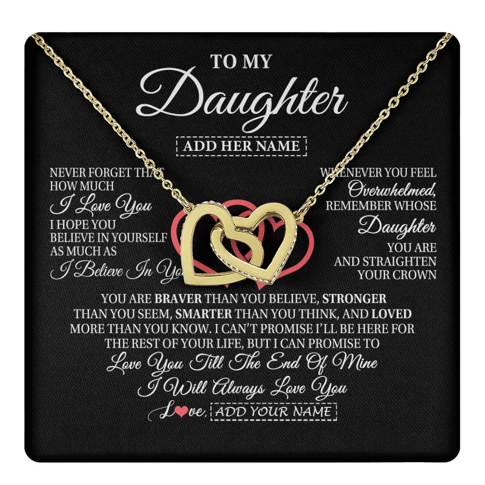 Interlocking Hearts Necklace 18K Yellow Gold Finish | 1 | Personalized To My Daughter Birthday Gifts From Mom Dad Mother Always Love You Daughter Necklace Gifts Jewelry Christmas Custom Gift Box Message Card | teecentury.myshopify