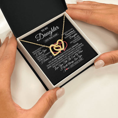 Interlocking Hearts Necklace 18K Yellow Gold Finish | 2 | Personalized To My Daughter Birthday Gifts From Mom Dad Mother Always Love You Daughter Necklace Gifts Jewelry Christmas Custom Gift Box Message Card | teecentury.myshopify