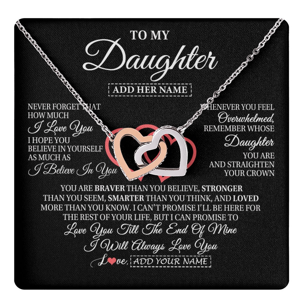 Interlocking Hearts Necklace Stainless Steel & Rose Gold Finish | 1 | Personalized To My Daughter Birthday Gifts From Mom Dad Mother Always Love You Daughter Necklace Gifts Jewelry Christmas Custom Gift Box Message Card | teecentury.myshopify