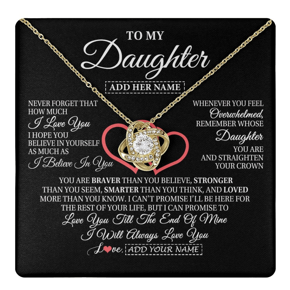 Love Knot Necklace 18K Yellow Gold Finish | 1 | Personalized To My Daughter Birthday Gifts From Mom Dad Mother Always Love You Daughter Necklace Gifts Jewelry Christmas Custom Gift Box Message Card | teecentury.myshopify