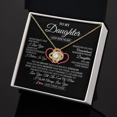 Love Knot Necklace 18K Yellow Gold Finish | 2 | Personalized To My Daughter Birthday Gifts From Mom Dad Mother Always Love You Daughter Necklace Gifts Jewelry Christmas Custom Gift Box Message Card | teecentury.myshopify
