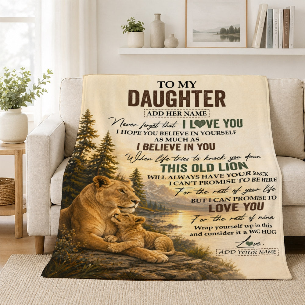 Personalized To My Daughter Birthday Gifts From Mom Mother This Old Lion Blanket Daughter Gifts Graduation Christmas Gift Ideas For Women Fleece Throw Blanket | teecentury
