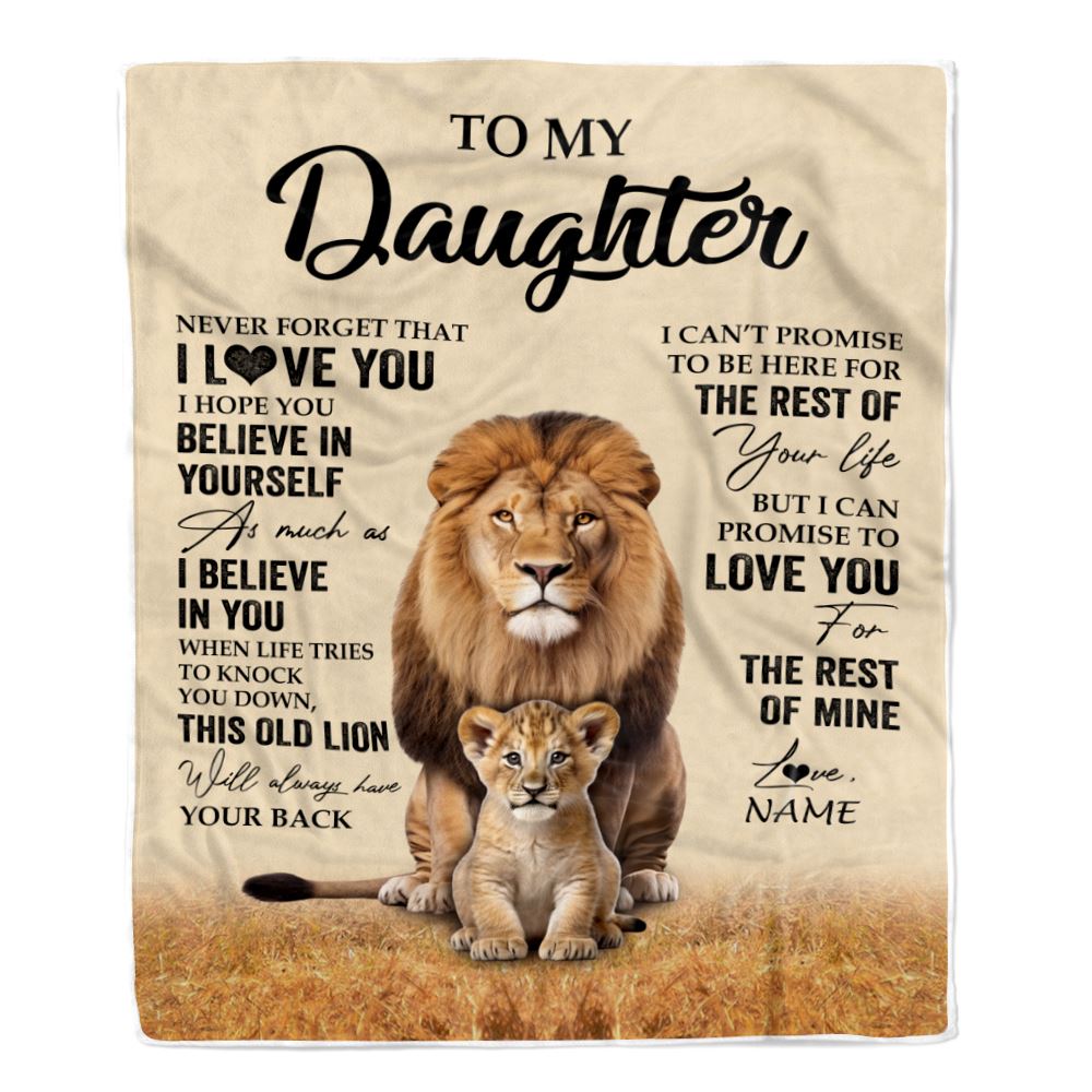 Personalized To My Daughter Blanket From Dad Father Lion Never Forget That I Love You Daughter Birthday Gifts Graduation Christmas Customized Fleece Throw Blanket | teecentury