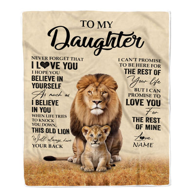 Personalized To My Daughter Blanket From Dad Father Lion Never Forget That I Love You Daughter Birthday Gifts Graduation Christmas Customized Fleece Throw Blanket | teecentury