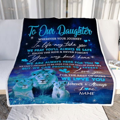 Personalized To My Daughter Blanket From Mom And Dad We Love You Forever Always Lion Daughter Birthday Thanksgiving Christmas Customized Fleece Throw Blanket Blanket | Teecentury.com