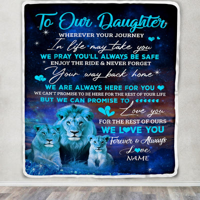 Personalized To My Daughter Blanket From Mom And Dad We Love You Forever Always Lion Daughter Birthday Thanksgiving Christmas Customized Fleece Throw Blanket Blanket | Teecentury.com