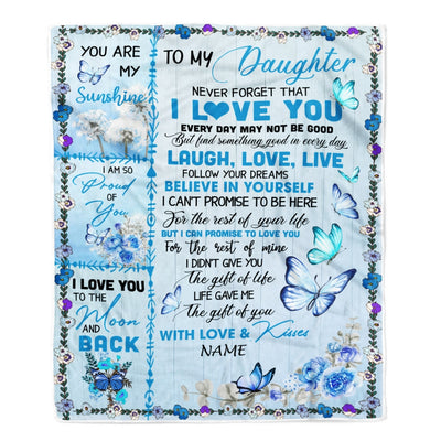 Personalized To My Daughter Blanket From Mom Dad Bufterfly Never Forget That I Love You Daughter Birthday Christmas Customized Bed Fleece Throw Blanket Blanket | Teecentury.com