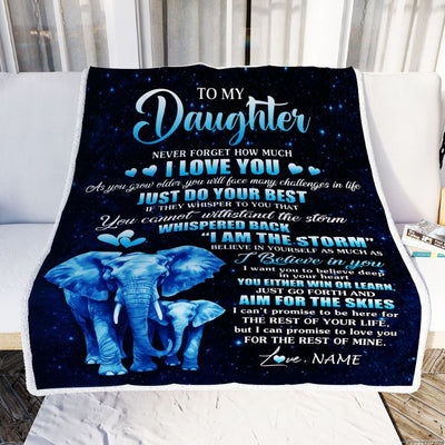 Personalized To My Daughter Blanket From Mom Dad Elephant Never Forget I Love You Daughter Birthday Gifts Graduation Christmas Customized Fleece Blanket | teecentury