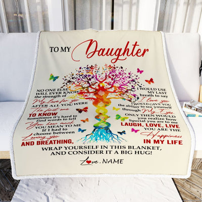 Personalized To My Daughter Blanket From Mom Dad Father DNA Colorful Tree Daughter Birthday Celebrating Graduation Christmas Customized Gift Fleece Blanket | teecentury