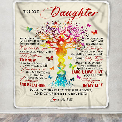 Personalized To My Daughter Blanket From Mom Dad Father DNA Colorful Tree Daughter Birthday Celebrating Graduation Christmas Customized Gift Fleece Blanket | teecentury