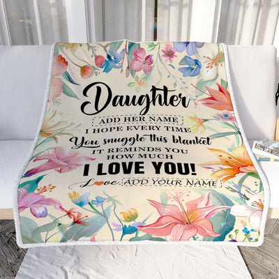 Personalized To My Daughter Blanket From Mom Dad Floral I Love You Great Daughter Birthday Gifts Graduation Christmas Customized Fleece Throw Blanket | teecentury