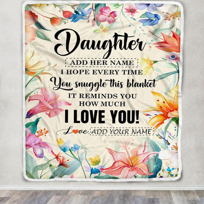 Personalized To My Daughter Blanket From Mom Dad Floral I Love You Great Daughter Birthday Gifts Graduation Christmas Customized Fleece Throw Blanket | teecentury
