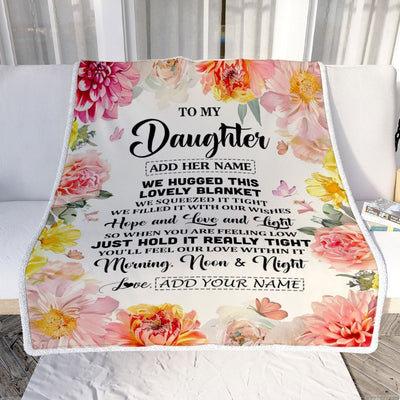 Personalized To My Daughter Blanket From Mom Dad Floral We Hugged This Lovely Daughter Birthday Gifts Graduation Christmas Customized Fleece Throw Blanket | teecentury