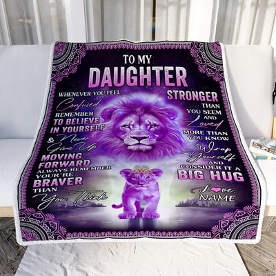 Personalized To My Daughter Blanket From Mom Dad I Love You It A Big Hug Lion Daughter Birthday Graduation Christmas Customized Fleece Throw Blanket Blanket | Teecentury.com