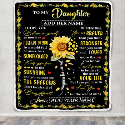 Personalized To My Daughter Blanket From Mom Dad Mother Be A Sunflower Daughter Birthday Gifts Graduation Christmas Customized Fleece Throw Blanket | teecentury