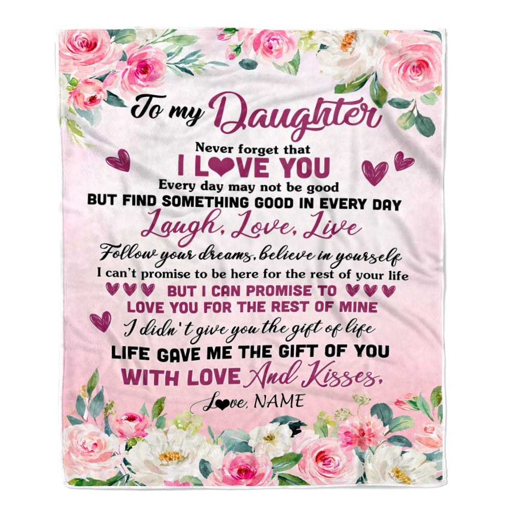 Personalized To My Daughter Blanket From Mom Dad Mother Never Forget I Love You Flower Daughter Birthday Graduation Christmas Customized Bed Fleece Blanket | teecentury