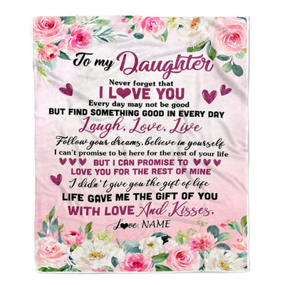 Personalized To My Daughter Blanket From Mom Dad Mother Never Forget I Love You Flower Daughter Birthday Graduation Christmas Customized Bed Fleece Blanket | teecentury
