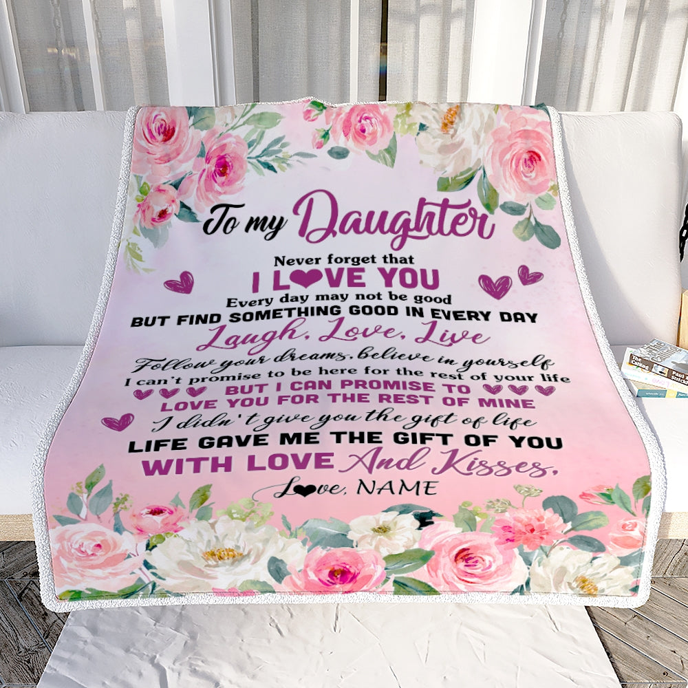 Personalized To My Daughter Blanket From Mom Dad Mother Never Forget I Love You Flower Daughter Birthday Graduation Christmas Customized Bed Fleece Blanket | teecentury