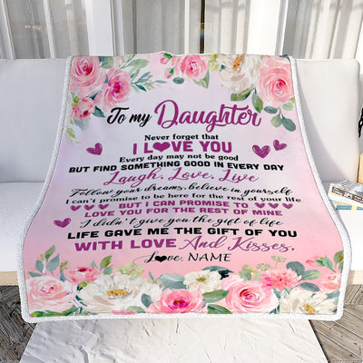 Personalized To My Daughter Blanket From Mom Dad Mother Never Forget I Love You Flower Daughter Birthday Graduation Christmas Customized Bed Fleece Blanket | teecentury