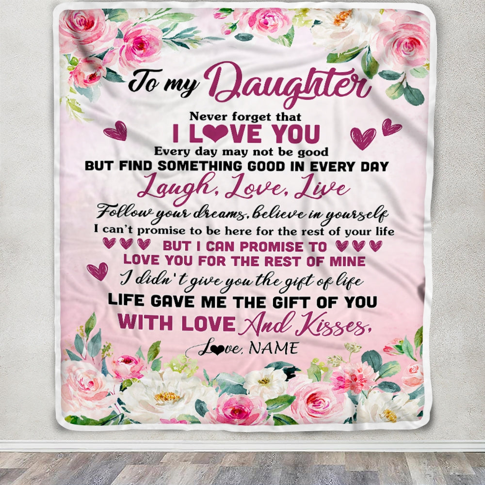 Personalized To My Daughter Blanket From Mom Dad Mother Never Forget I Love You Flower Daughter Birthday Graduation Christmas Customized Bed Fleece Blanket | teecentury