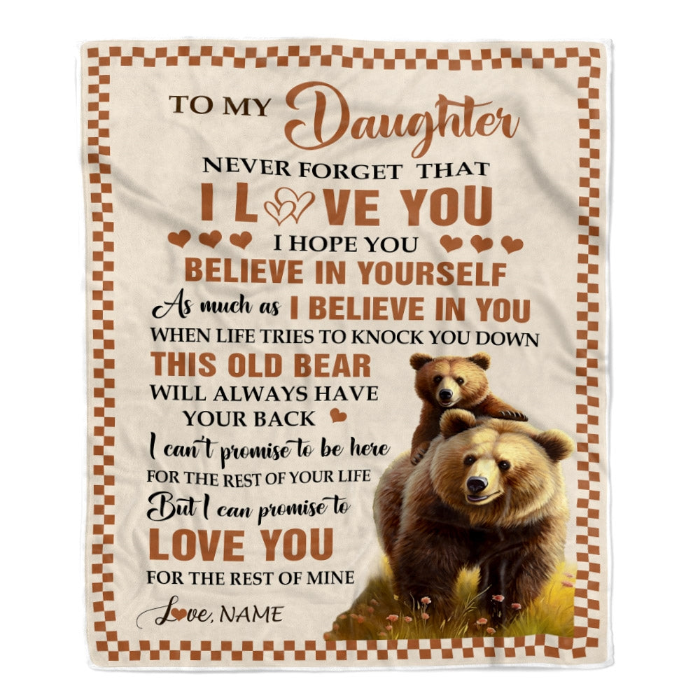 Personalized To My Daughter Blanket From Mom Dad Mother This Old Bear Love You Daughter Birthday Gifts Graduation Christmas Customized Fleece Throw Blanket | teecentury