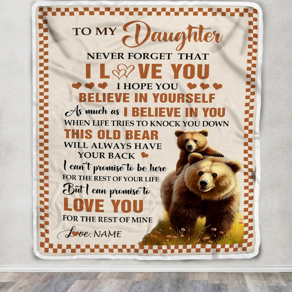 Personalized To My Daughter Blanket From Mom Dad Mother This Old Bear Love You Daughter Birthday Gifts Graduation Christmas Customized Fleece Throw Blanket | teecentury
